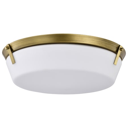 Nuvo Rowen 4-Light Flush Mount Natural Brass Etched White Glass 60/7751